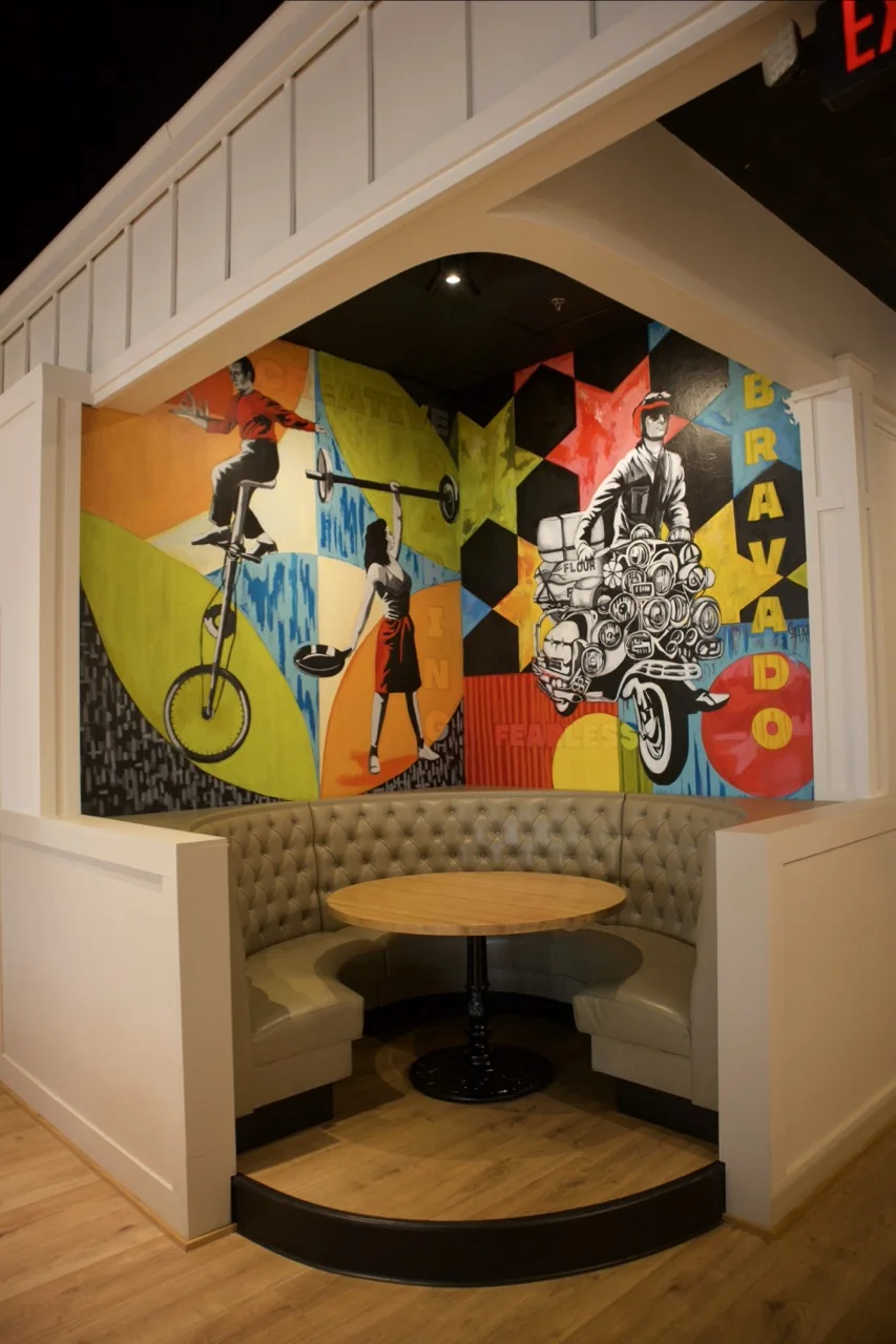 Bravado's colorful booth mural
