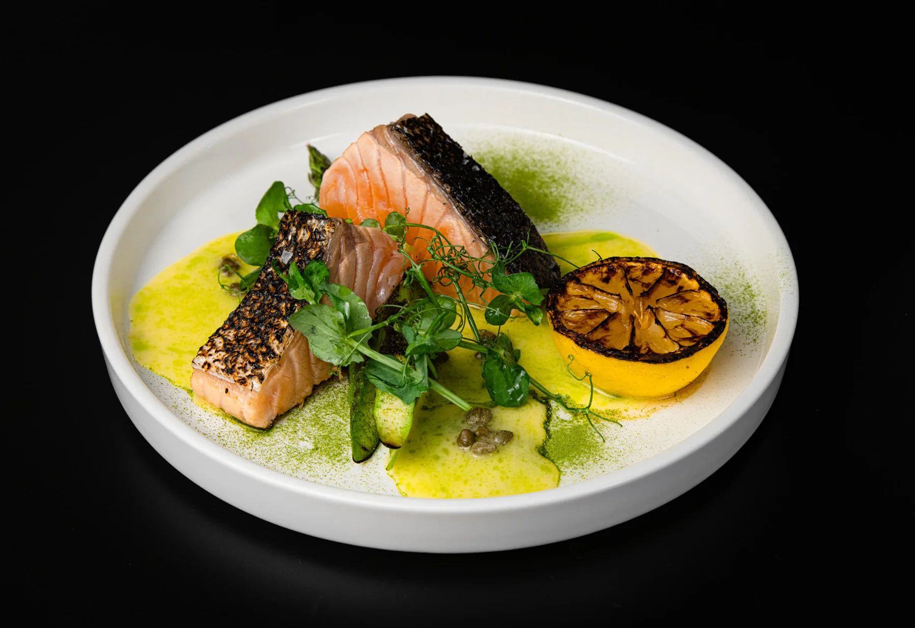 A plated Bravado salmon dish
